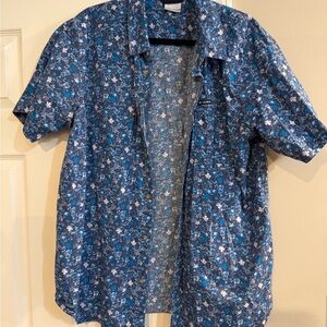 Columbia Blue and White Casual Button Down Shirt